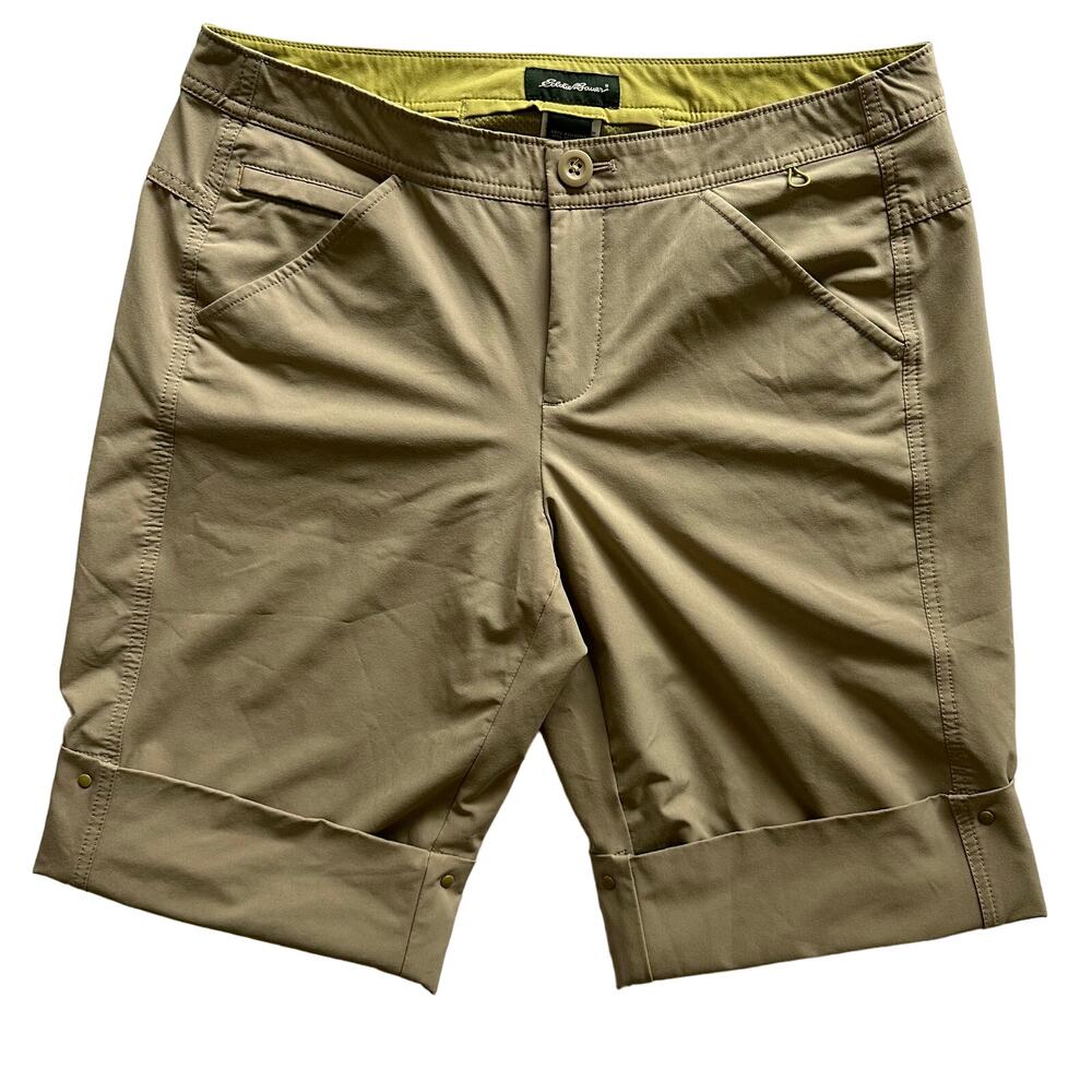 Eddie Bauer Bermuda Shorts Outdoor Hiking Camping Pockets Cuffed Tan Size 8